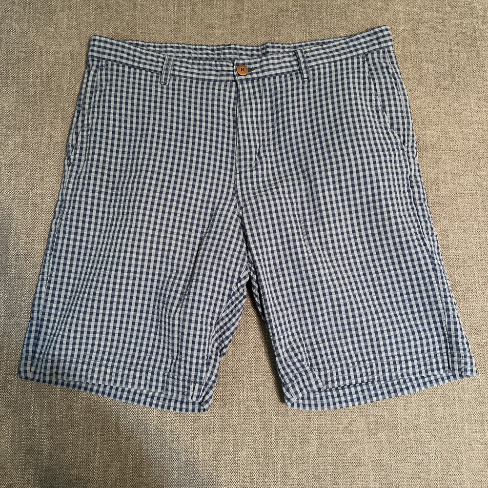 Tommy Bahama Shorts Check Size 36 Lightweight Seersucker‎ Textured Fabric Blue